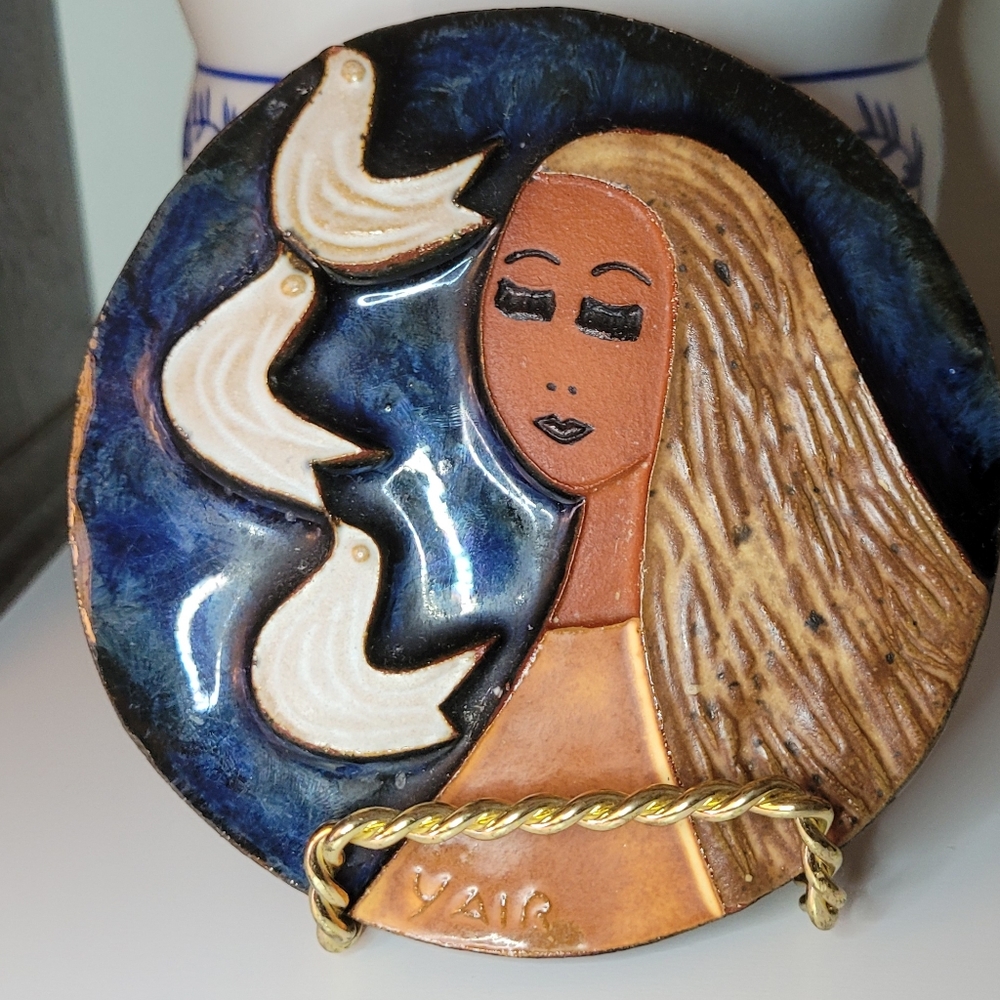 Yair Ceramic Tile Wall Paque Signed